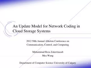 An Update Model for Network Coding in Cloud Storage Systems