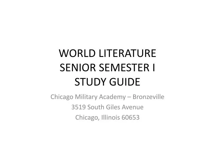 world literature senior semester i study guide