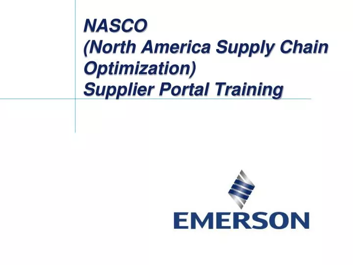 nasco north america supply chain optimization supplier portal training