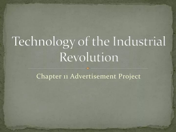 technology of the industrial revolution