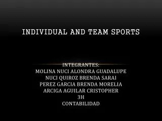 Examples the individual sports