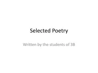 Selected Poetry