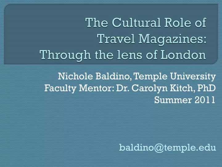 the cultural role of travel magazines through the lens of london