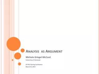 Analysis as Argument