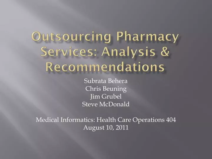 outsourcing pharmacy services analysis recommendations