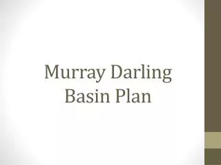 Murray Darling Basin Plan