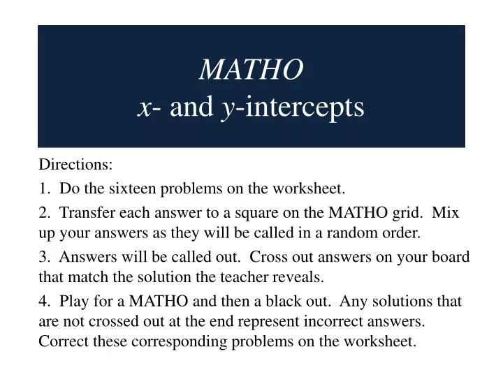 matho x and y intercepts
