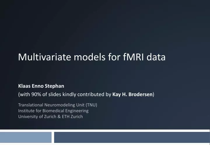 multivariate models for fmri data