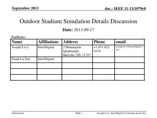 Outdoor Stadium Simulation Details Discussion