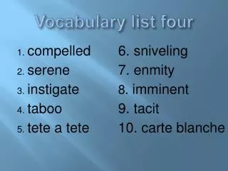 vocabulary list four