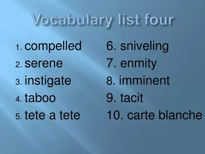 vocabulary list four