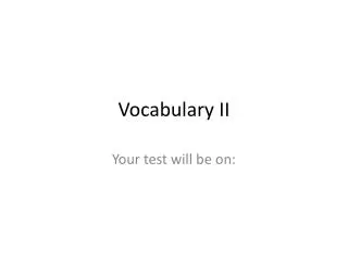 Vocabulary II