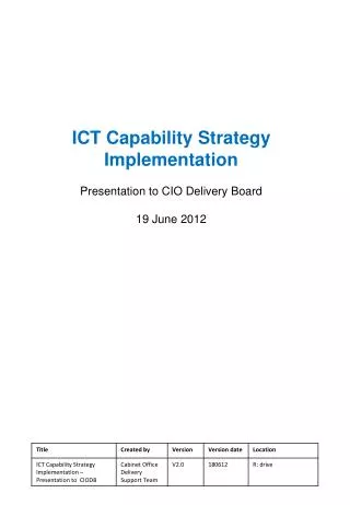 ICT Capability Strategy Implementation Presentation to CIO Delivery Board 19 June 2012