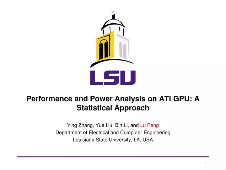 performance and power analysis on ati gpu a statistical approach