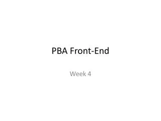 PBA Front-End