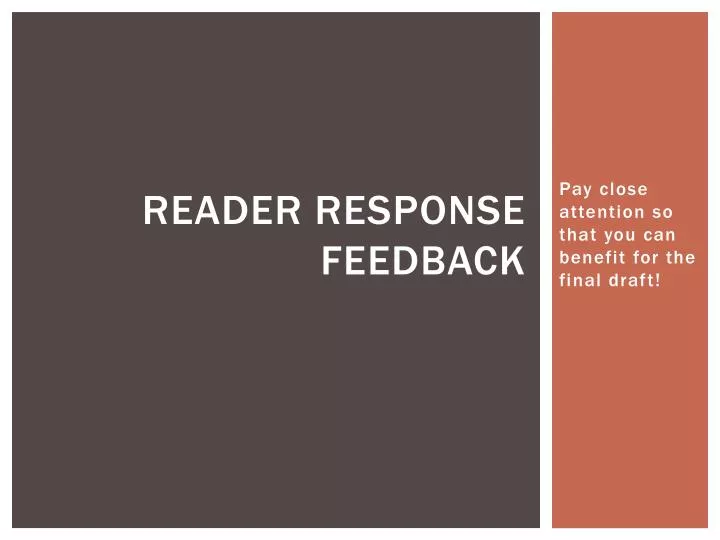 reader response feedback