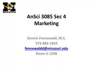 AnSci 3085 Sec 4 Marketing