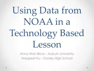 Using Data from NOAA in a Technology Based Lesson