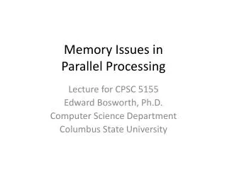 Memory Issues in Parallel Processing