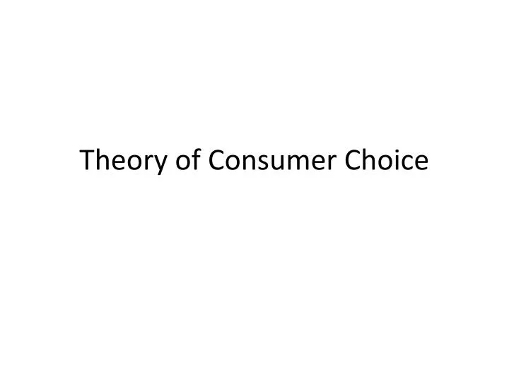 theory of consumer choice