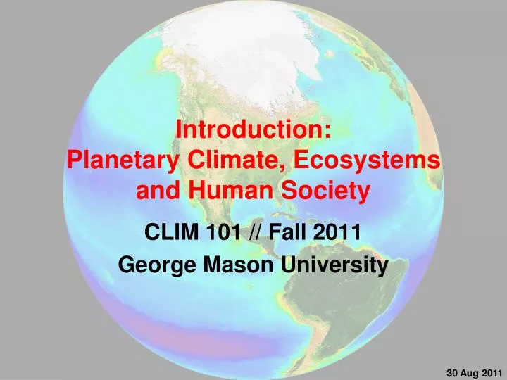 introduction planetary climate ecosystems and human society