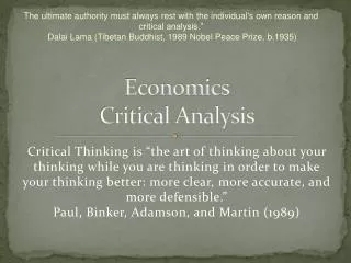 Economics Critical Analysis