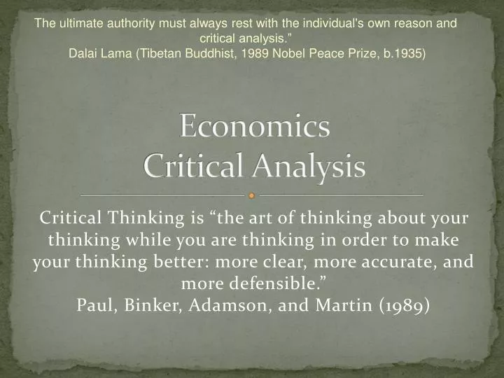 economics critical analysis