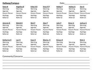 Angelica B Warning Agenda Parent Phone Apology Referral
