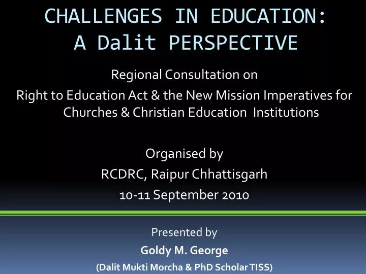 challenges in education a dalit perspective