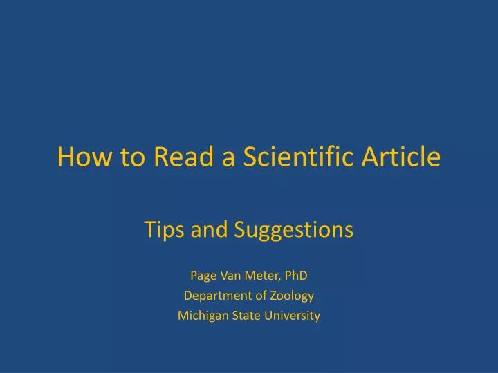 how to read a scientific article