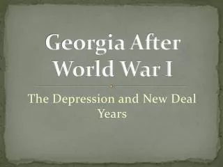 Georgia After World War I