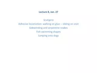 Lecture 8, Jan. 27