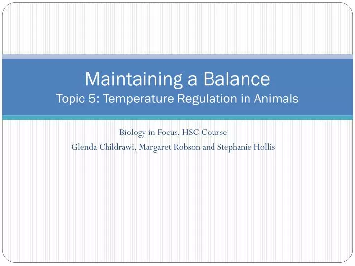 maintaining a balance topic 5 temperature regulation in animals