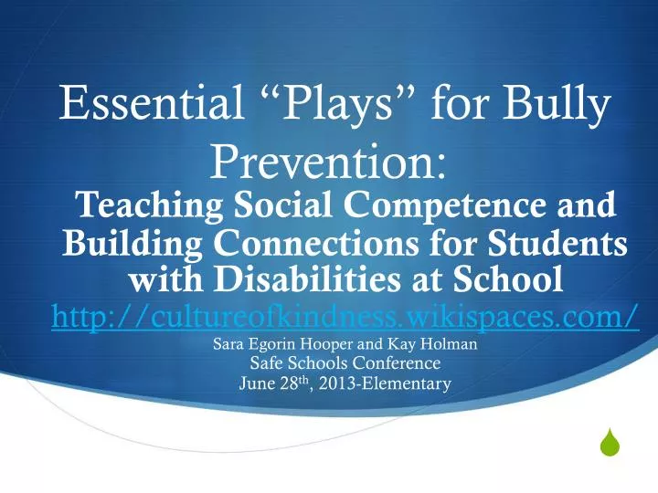 essential plays for bully prevention