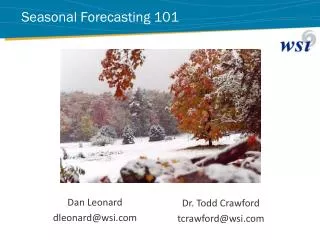 Seasonal Forecasting 101