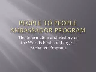 People to People Ambassador Program