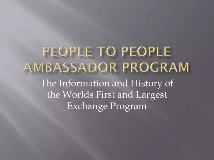 people to people ambassador program