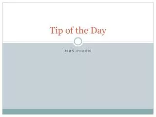 Tip of the Day