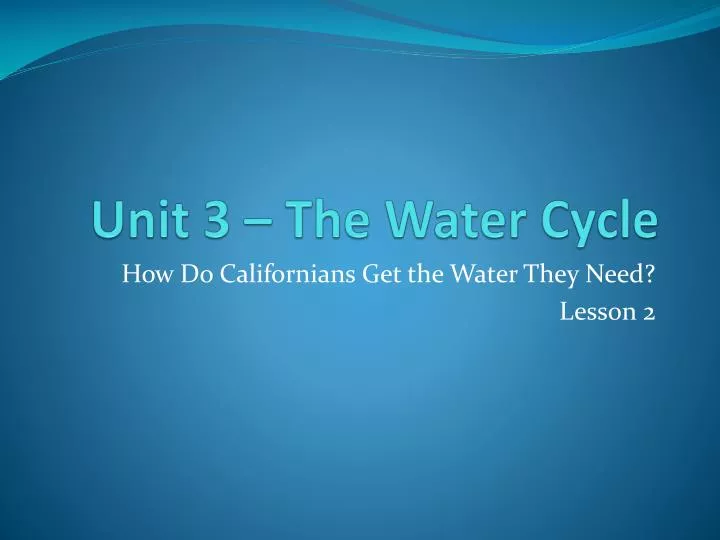 unit 3 the water cycle
