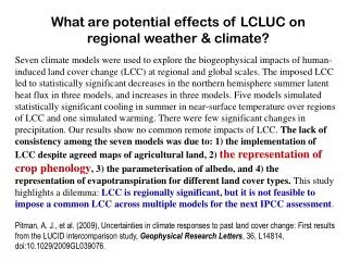 What are potential effects of LCLUC on regional weather &amp; climate?