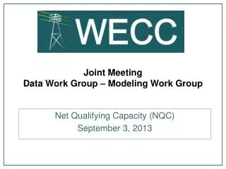 Joint Meeting Data Work Group – Modeling Work Group