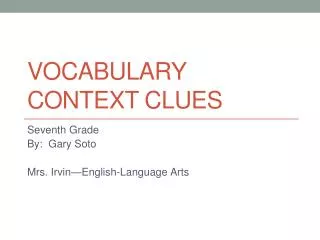 Vocabulary Context clues
