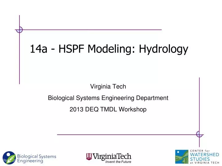 14a hspf modeling hydrology