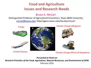 Food and Agriculture Issues and Research Needs