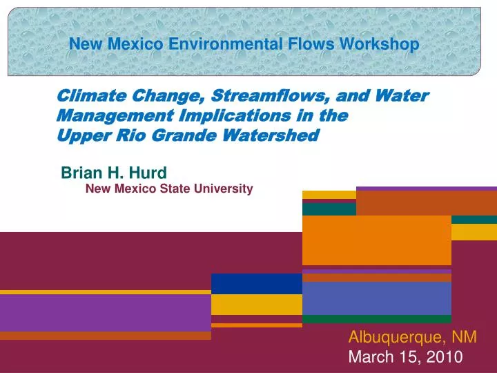 climate change streamflows and water management implications in the upper rio grande watershed