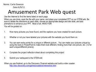 Amusement Park Web quest