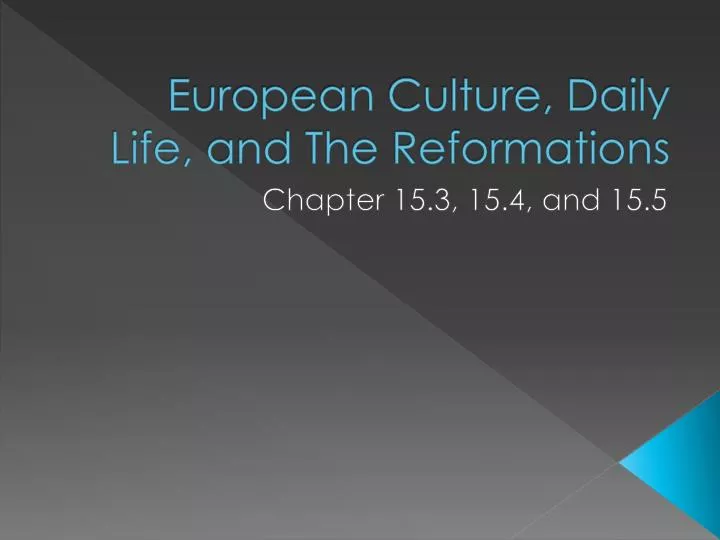 european culture daily life and the reformations