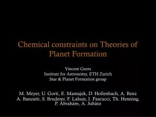 Chemical constraints on Theories of Planet Formation