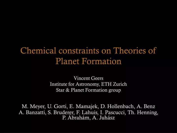chemical constraints on theories of planet formation
