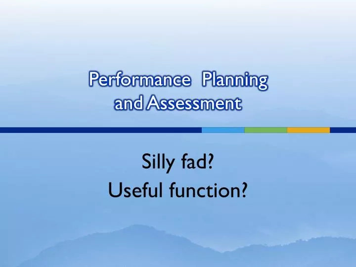 performance planning and assessment